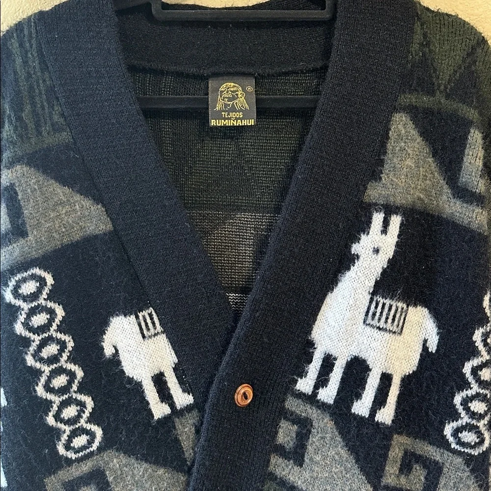 1980's Vintage Tejidos Rumiñahui Wool Alpaca Western Cardigan size XL